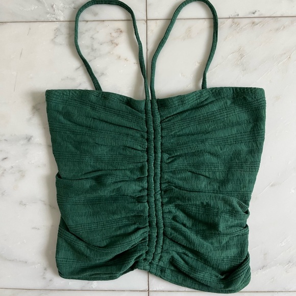 Pilcro green ruched tank top NWOT - Picture 2 of 4